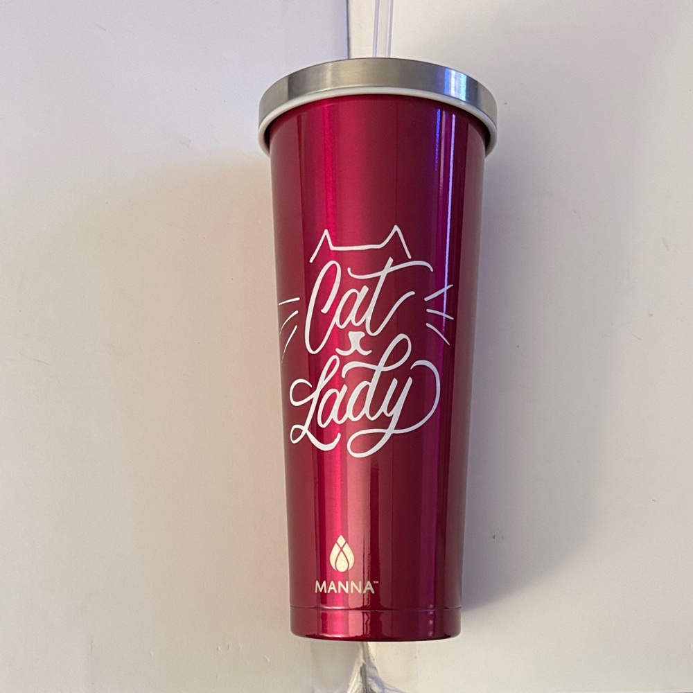Cat Lady Hot Pink 24 oz Tumbler Cup with Straw